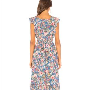 Blue floral midi wrap dress
